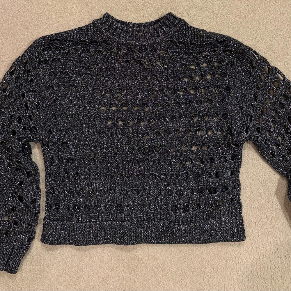 Divided Black Open-Knit Sparkle Sweater
